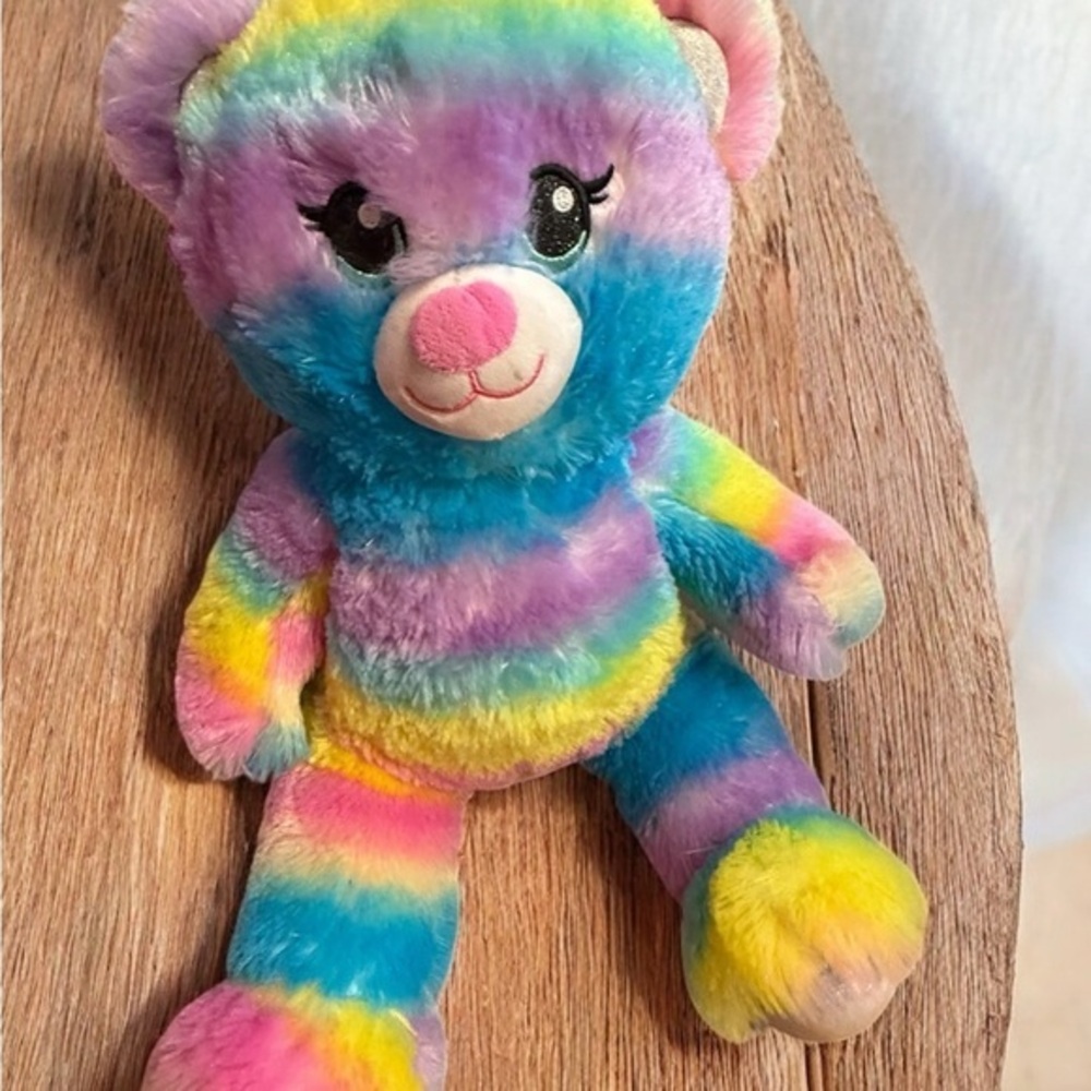 Build-a-Bear Rainbow Striped Teddy Bear Plush Soft & Colorful